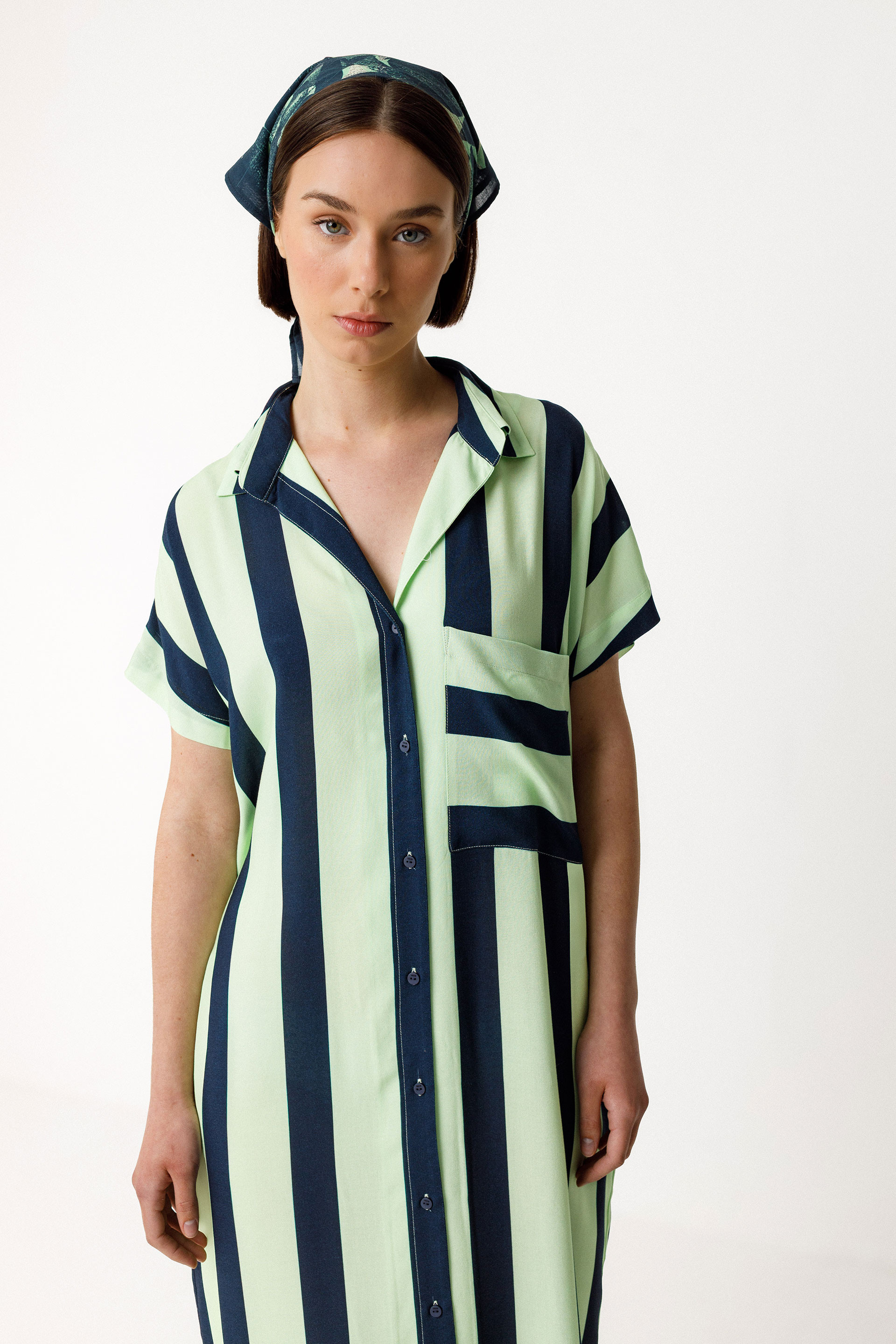 SKFK Delia Mint Green & Navy Striped Long Dress | Sustainable Maxi Dress | Corcra Boutique SKFK Delia Mint Green & Navy Striped Long Dress | Sustainable Maxi Dress | Corcra Boutique